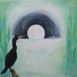 the cormorant gatekeeper storskarv målning susannalind.se