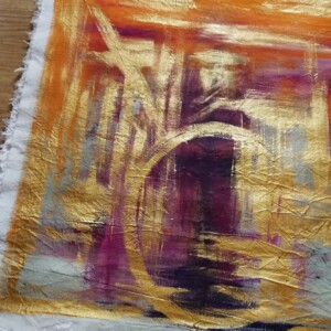 originalkonst abstrakt målning konstnär norrköping lila orange grön ekologisk Susanna lind konstnär bomull